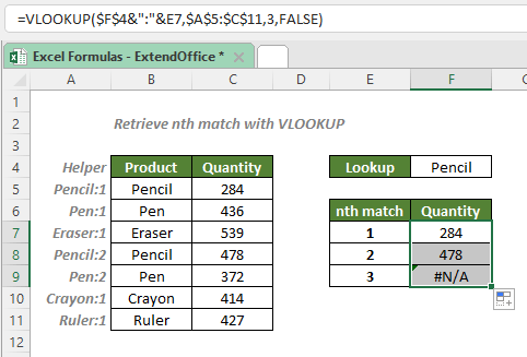 使用 vlookup 获取第 n 个匹配项 3