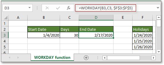 向日期添加工作日 5